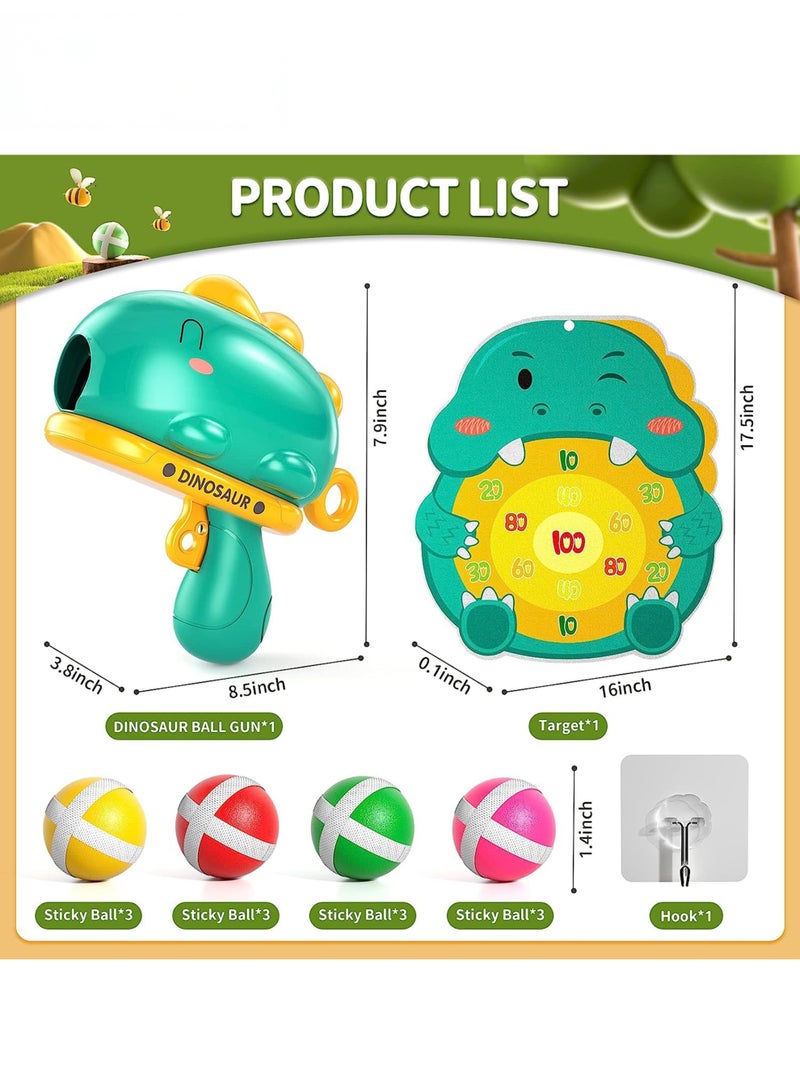 PureTuti Dinosaur Target Shooting Game for Kids, Includes 30 Sticky Balls and 1 Toy Dinosaur Gun, Safe Indoor Andoutdoor Play for Boys and Girls (Green) - Image 5